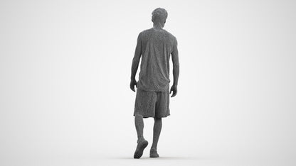 3D scanned man sport, photorealistic archviz people for Enscape and SketchUp, wireframe front view