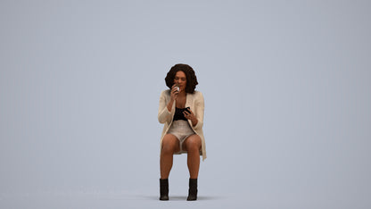 3D people model woman business sitting, scanned human for 3ds Max rendering, standing pose render