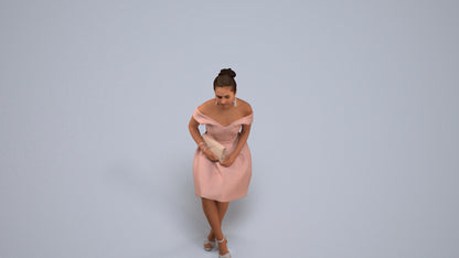 3D human model woman formal, photogrammetry scanned person for archviz, back view render