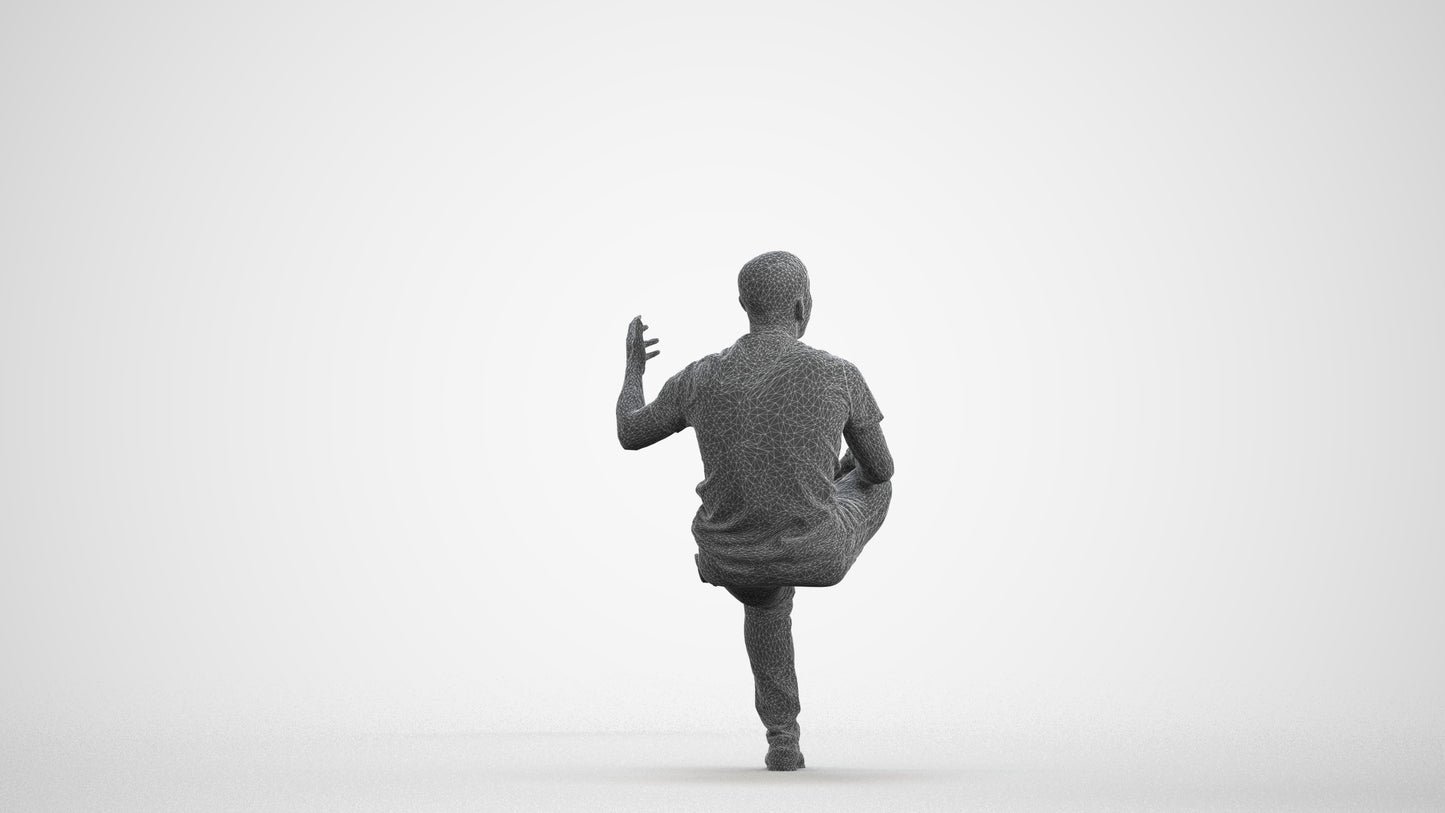 realistic 3D people man casual sitting, render-ready for V-Ray and Corona, FBX OBJ, wireframe front view
