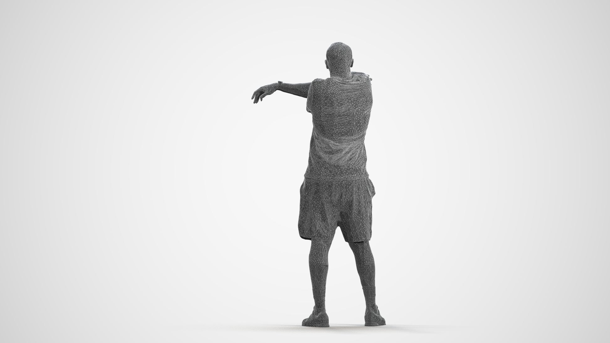 3D scanned man sport, photorealistic archviz people for Enscape and SketchUp, wireframe front view