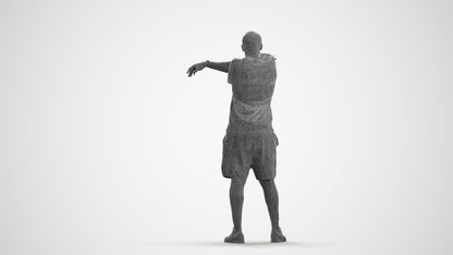 3D scanned man sport, photorealistic archviz people for Enscape and SketchUp, wireframe front view