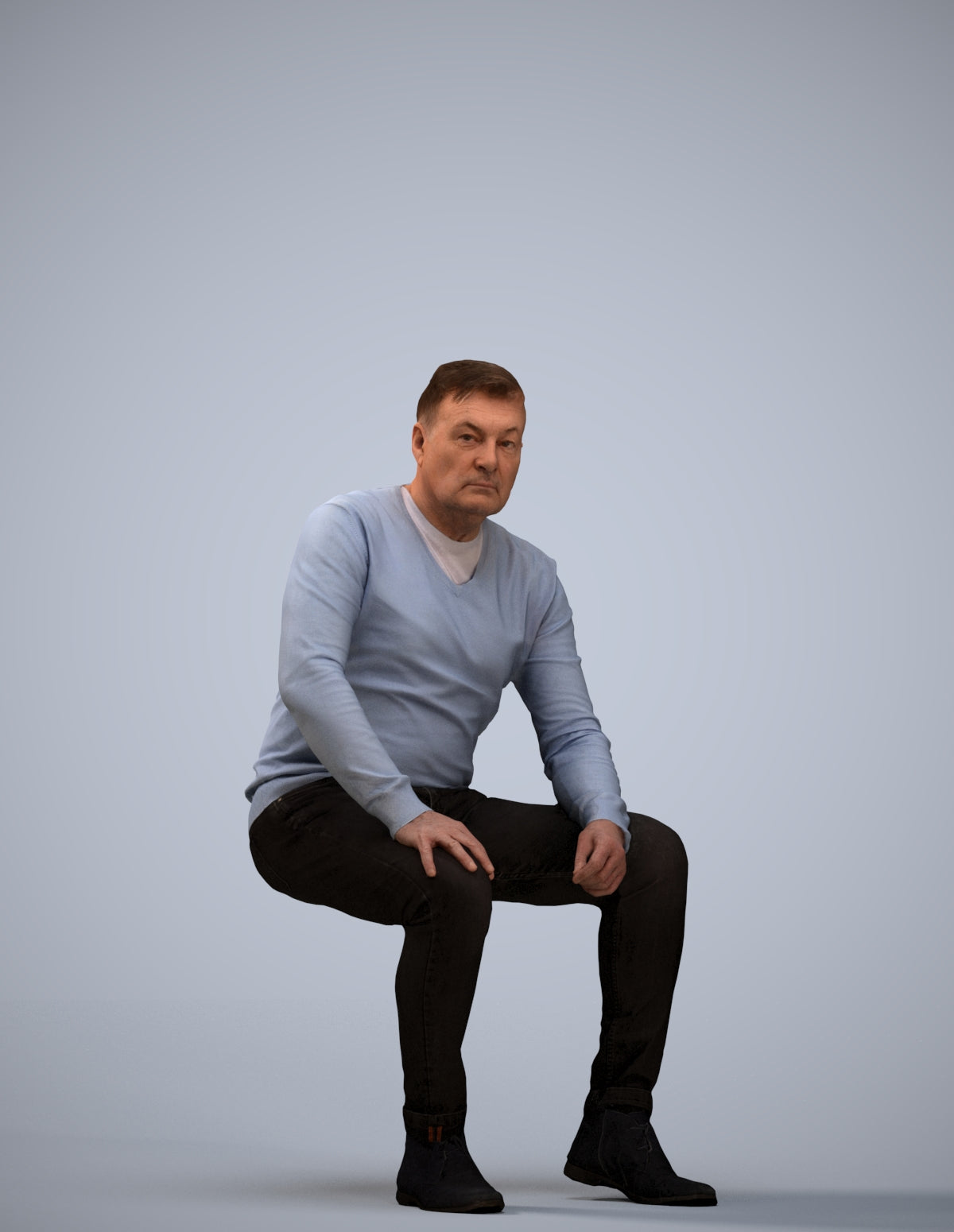 3D people model man casual sitting, scanned human for 3ds Max rendering