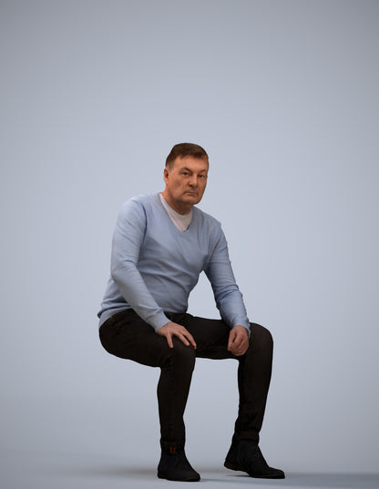 3D people model man casual sitting, scanned human for 3ds Max rendering