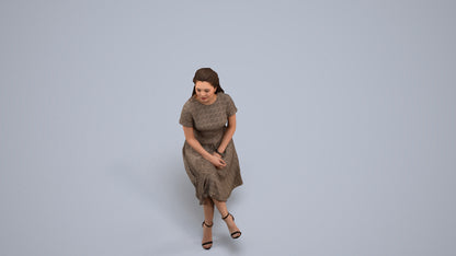realistic 3D woman casual sitting, scanned archviz people for Blender and 3ds Max, back view render