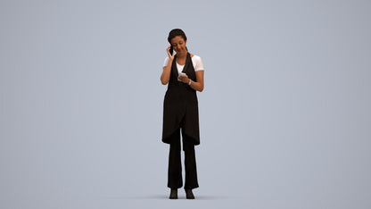 realistic 3D woman hospitality, scanned archviz people for Blender and 3ds Max, standing pose render