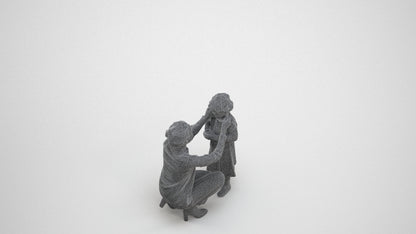 realistic 3D people woman casual kids, render-ready for V-Ray and Corona, FBX OBJ, wireframe three-quarter view