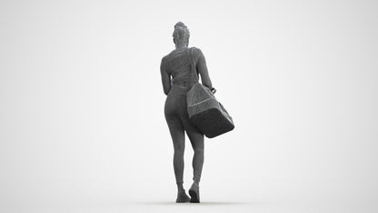 realistic 3D human woman sport, archviz people FBX OBJ for Blender, wireframe front view