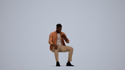 photogrammetry 3D man business sitting, realistic human model archviz FBX, top-down view render