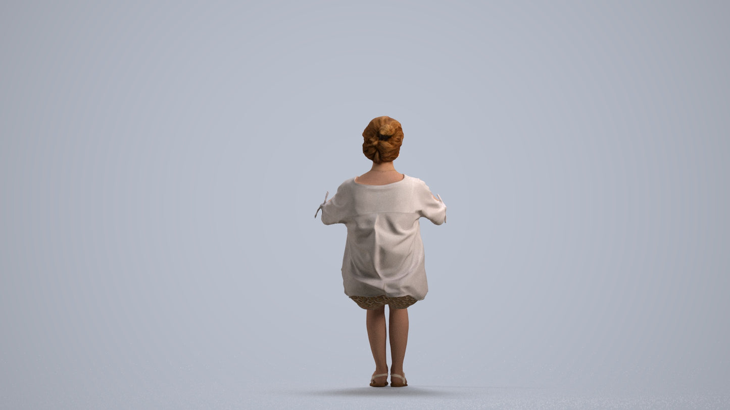 3D scanned woman driving casual, photorealistic archviz people for Enscape and SketchUp, front view render