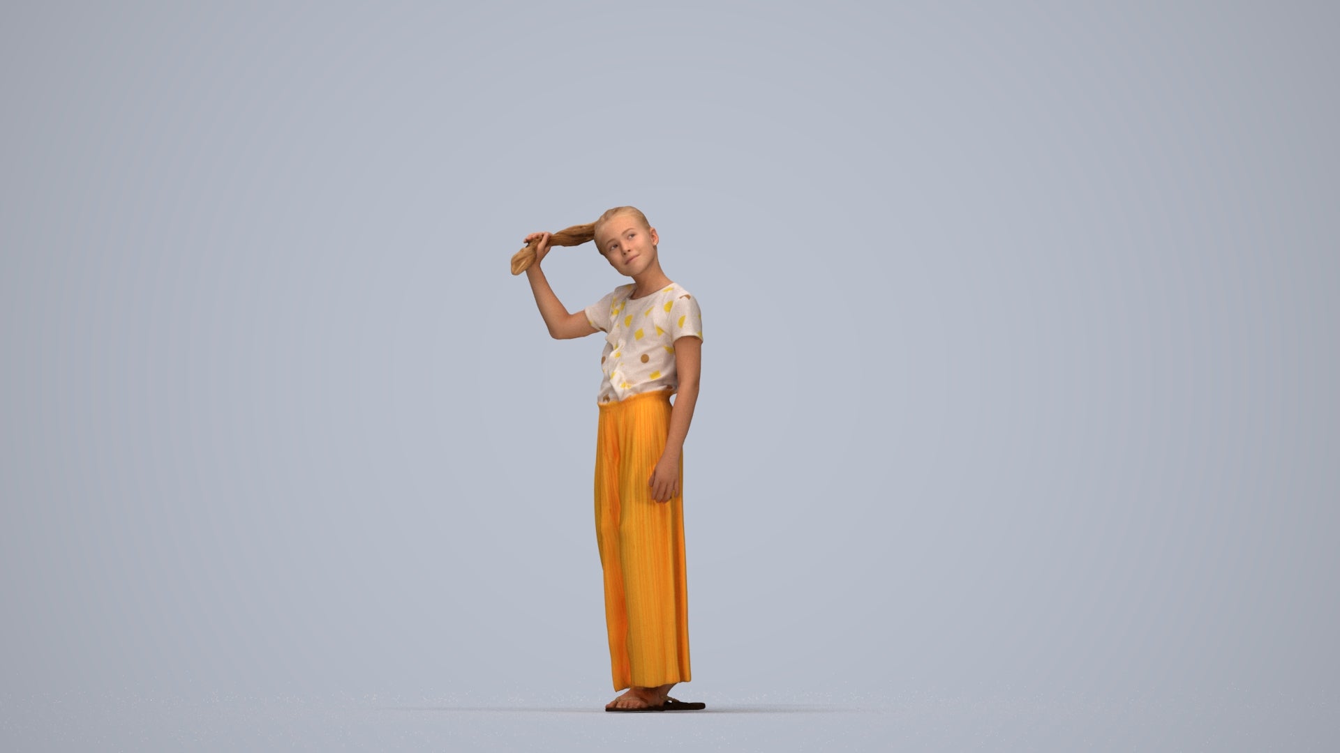 scanned 3D woman casual kids, photogrammetry people for Enscape and V-Ray, top-down view render