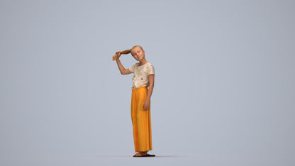 scanned 3D woman casual kids, photogrammetry people for Enscape and V-Ray, top-down view render
