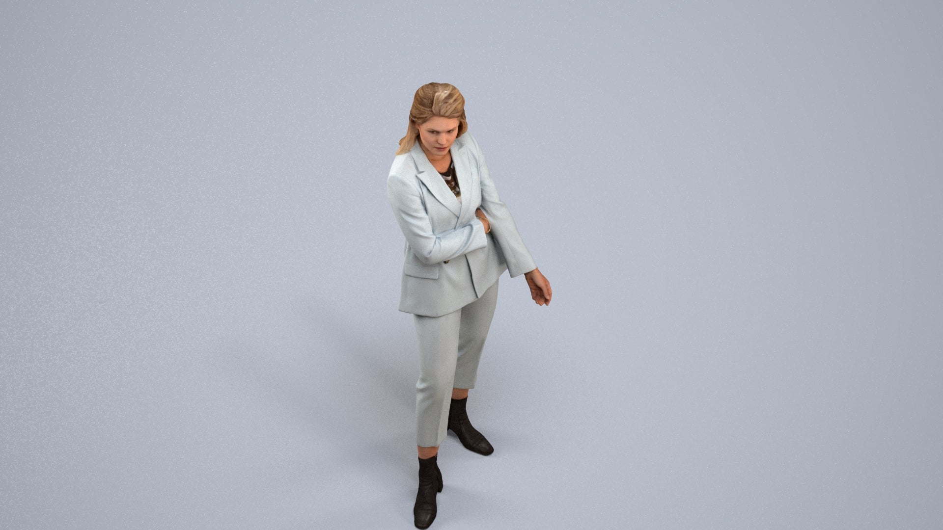 photogrammetry 3D woman business, realistic human model archviz FBX, back view render