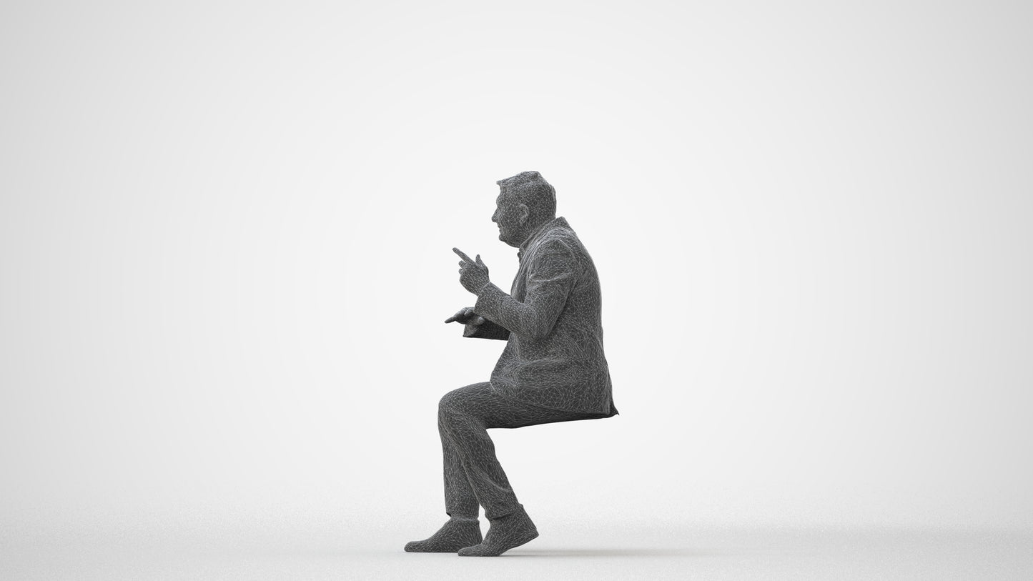 3D human model man business, photogrammetry scanned person for archviz, square thumbnail