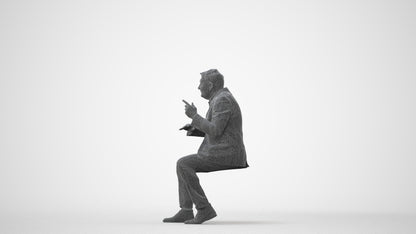 3D human model man business, photogrammetry scanned person for archviz, square thumbnail