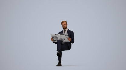 realistic 3D man business, scanned archviz people for Blender and 3ds Max, top-down view render