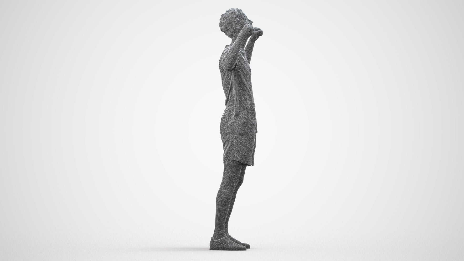 scanned 3D man sport, photogrammetry people for Enscape and V-Ray, wireframe side view