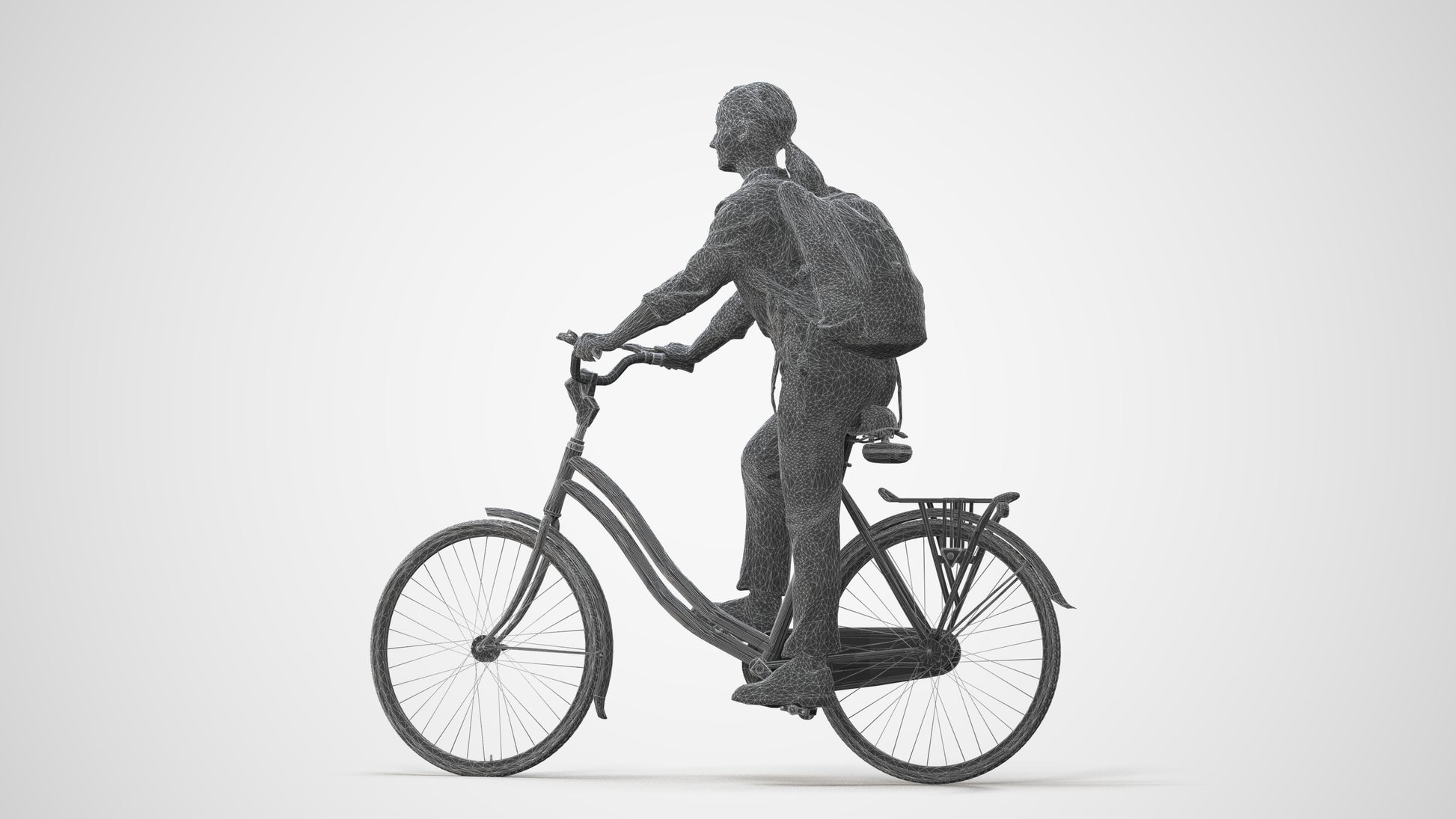 realistic 3D people girl business cycling, render-ready for V-Ray and Corona, FBX OBJ, square thumbnail