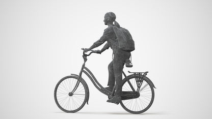 realistic 3D people girl business cycling, render-ready for V-Ray and Corona, FBX OBJ, square thumbnail