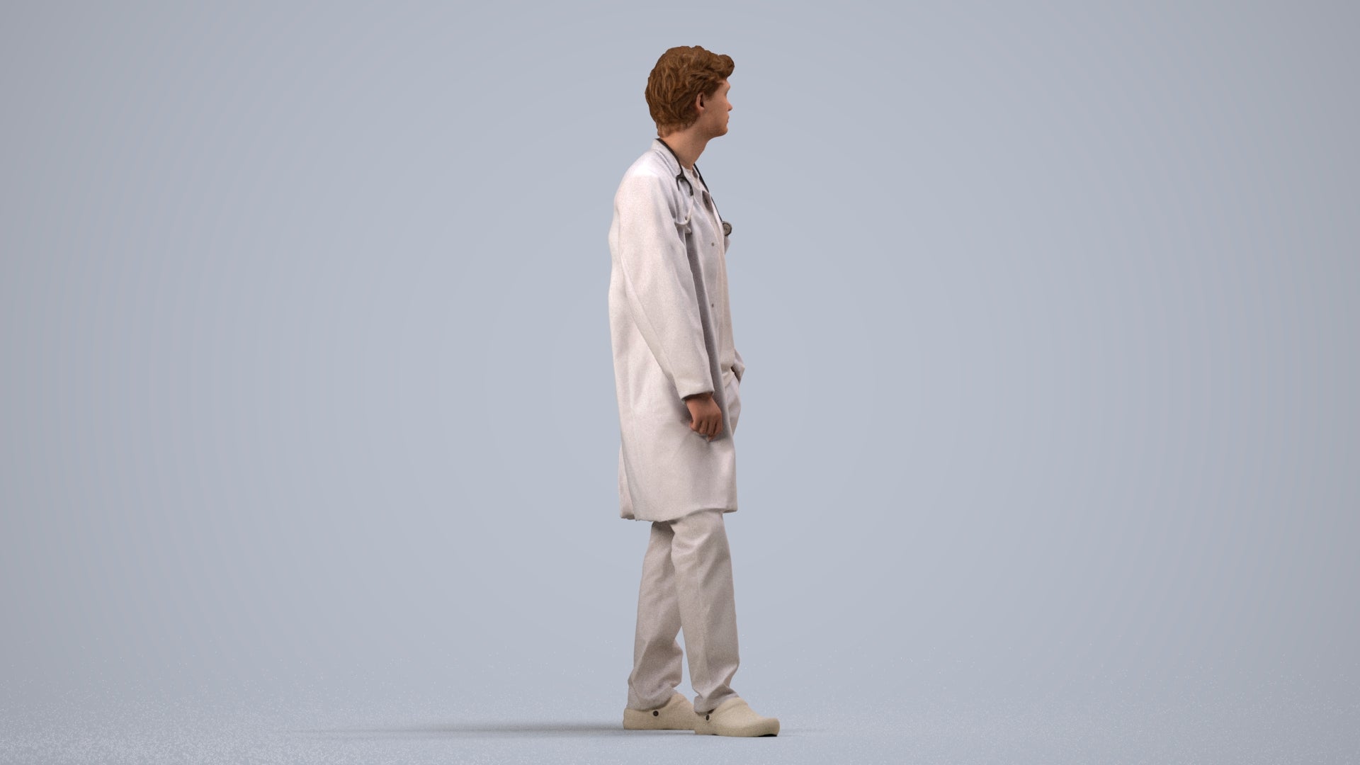 scanned 3D man standing, photogrammetry people for Enscape and V-Ray, side view render