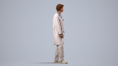 scanned 3D man standing, photogrammetry people for Enscape and V-Ray, side view render