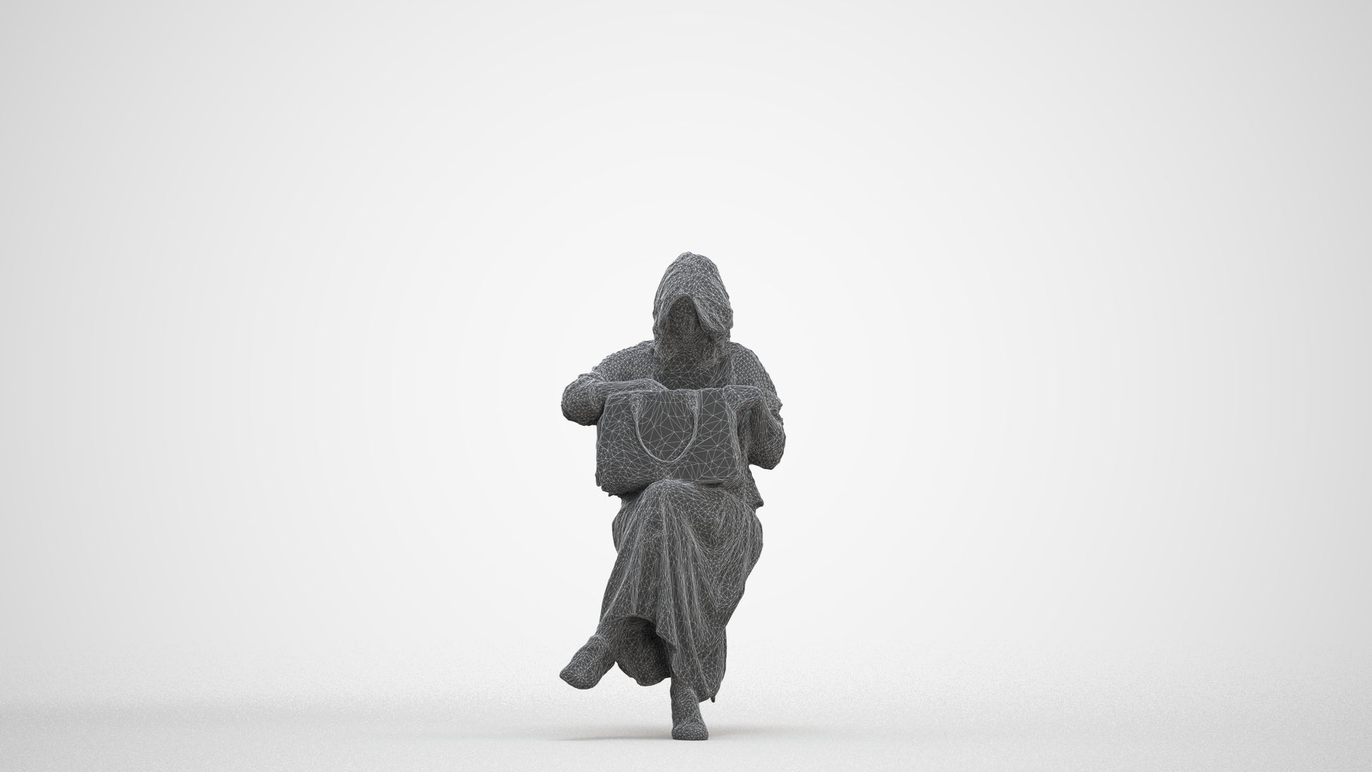 realistic 3D woman casual sitting, scanned archviz people for Blender and 3ds Max, three-quarter front view render