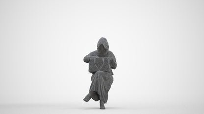 realistic 3D woman casual sitting, scanned archviz people for Blender and 3ds Max, three-quarter front view render