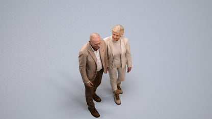 3D people model senior woman casual couple, scanned human for 3ds Max rendering, back view render