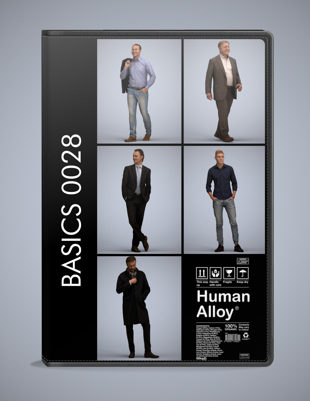 realistic 3D humans standing pack, 5 archviz people FBX OBJ for Blender