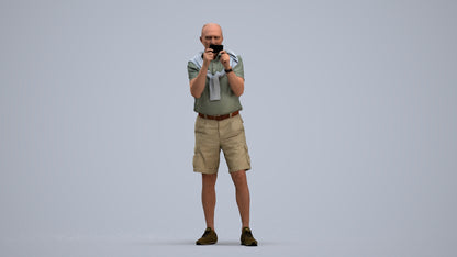 realistic 3D senior man casual standing, scanned archviz people for Blender and 3ds Max, standing pose render