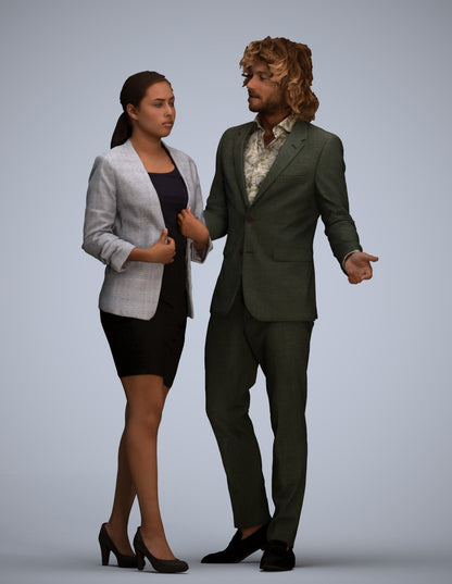 3D human model woman business, photogrammetry scanned person for archviz