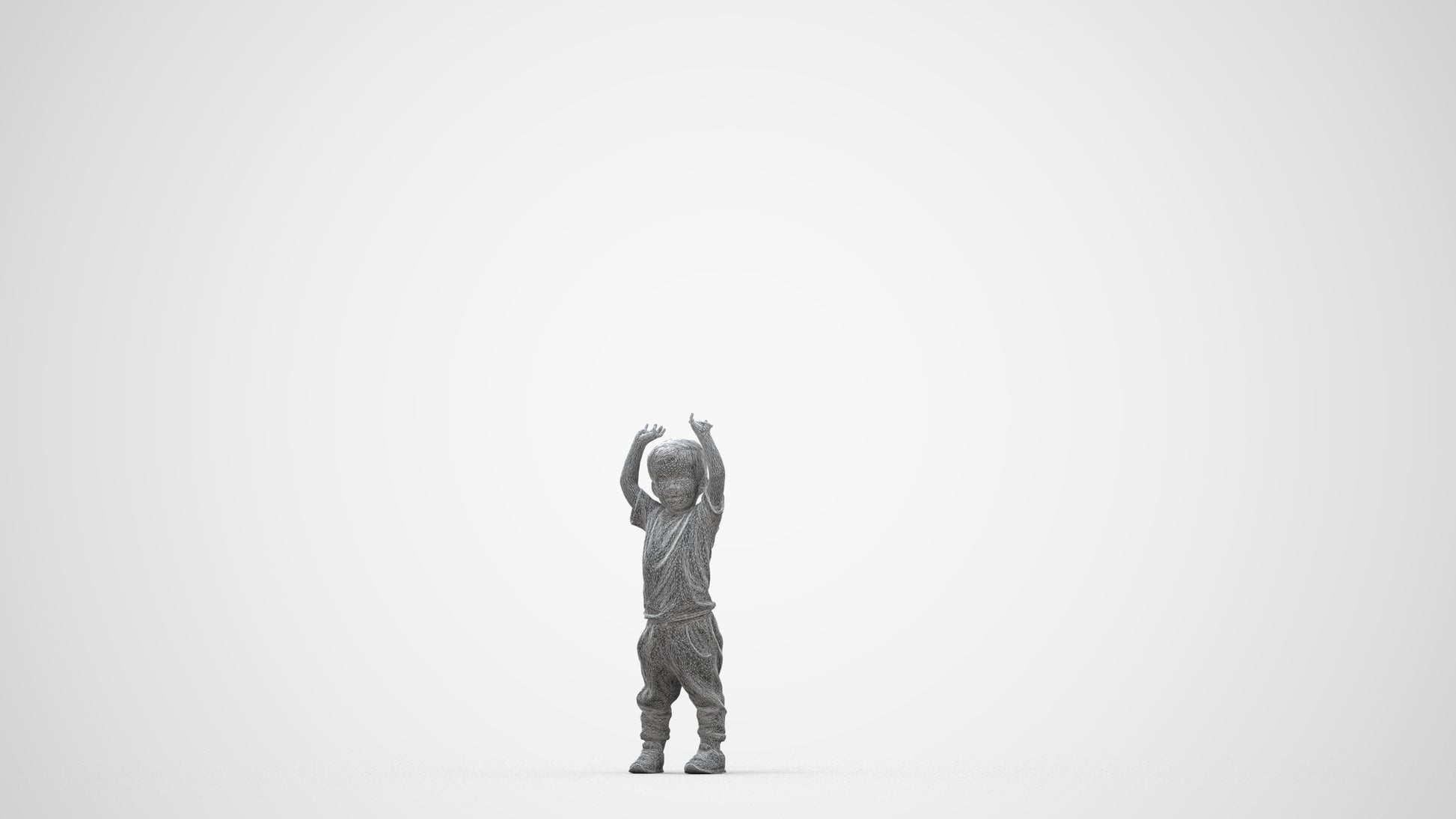 3D people model boy casual kids, scanned human for 3ds Max rendering, wireframe back view