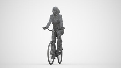 realistic 3D people woman business cycling, render-ready for V-Ray and Corona, FBX OBJ, wireframe back view