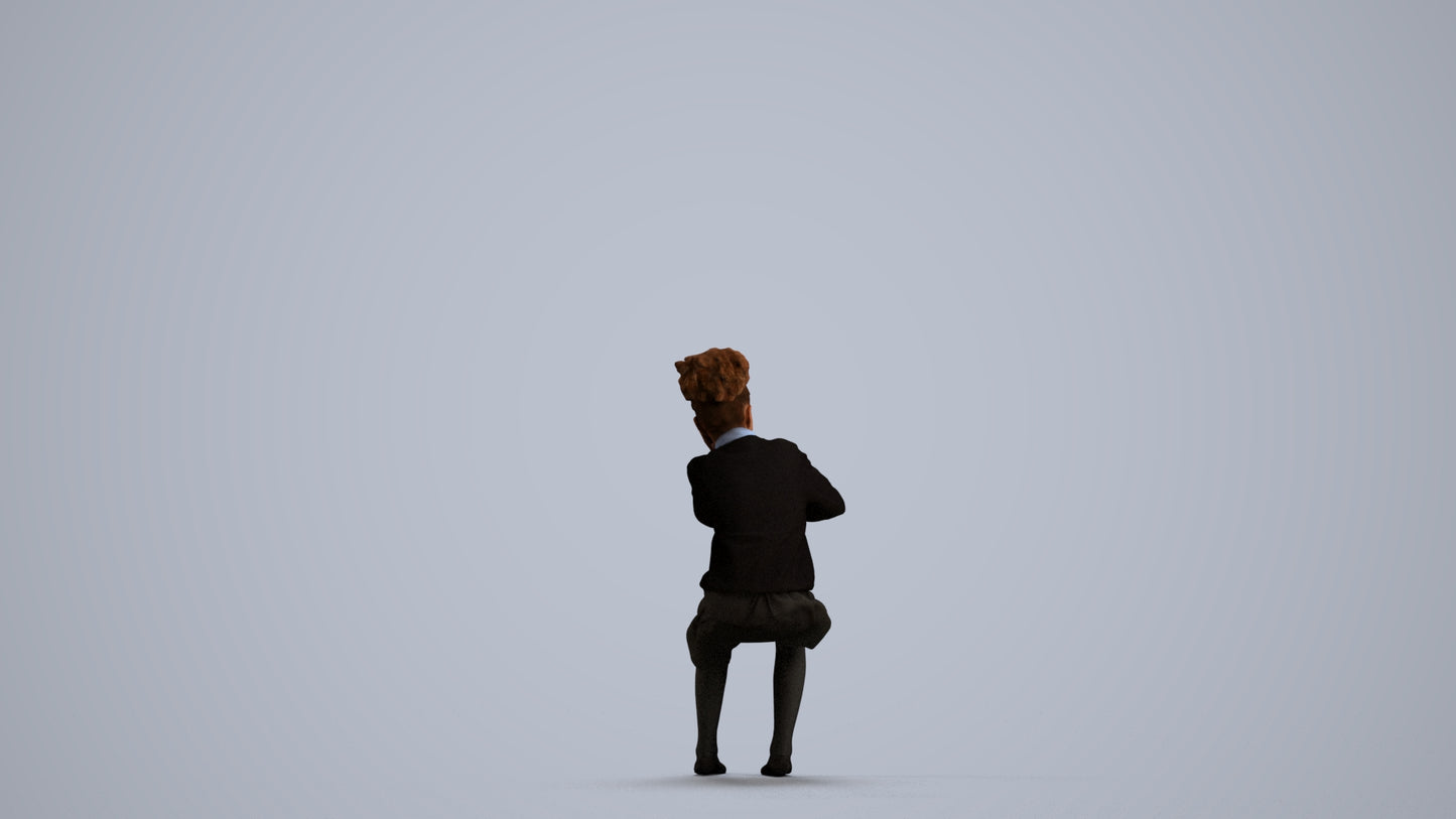 realistic 3D human girl kids, archviz people FBX OBJ for Blender, front view render