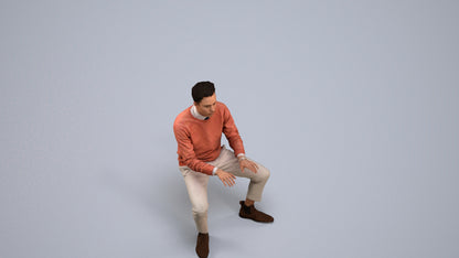 realistic 3D human man casual business, archviz people FBX OBJ for Blender, back view render