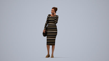 photogrammetry 3D woman casual walking, realistic human model archviz FBX, top-down view render