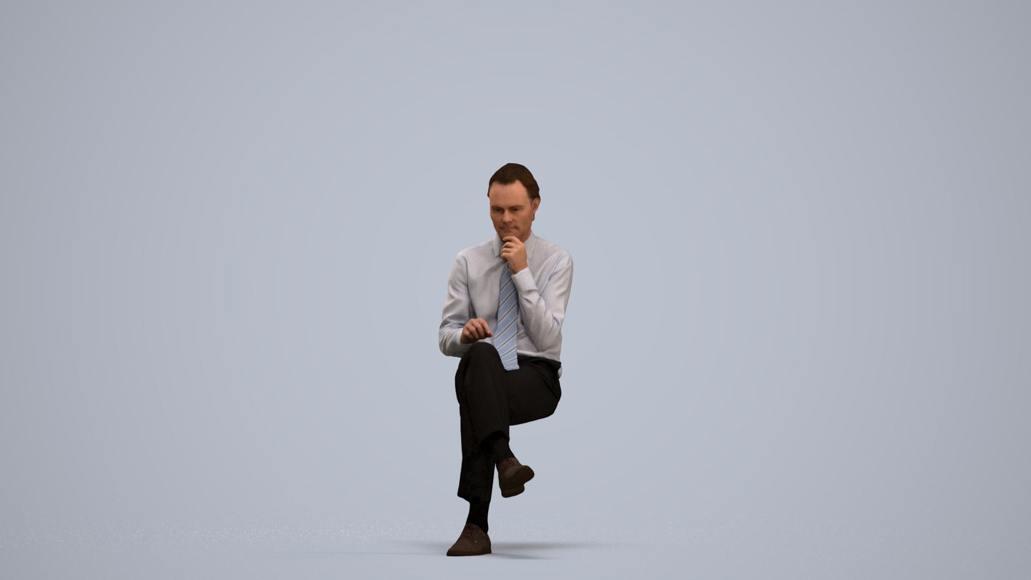 realistic 3D people man business, render-ready for V-Ray and Corona, FBX OBJ, standing pose render