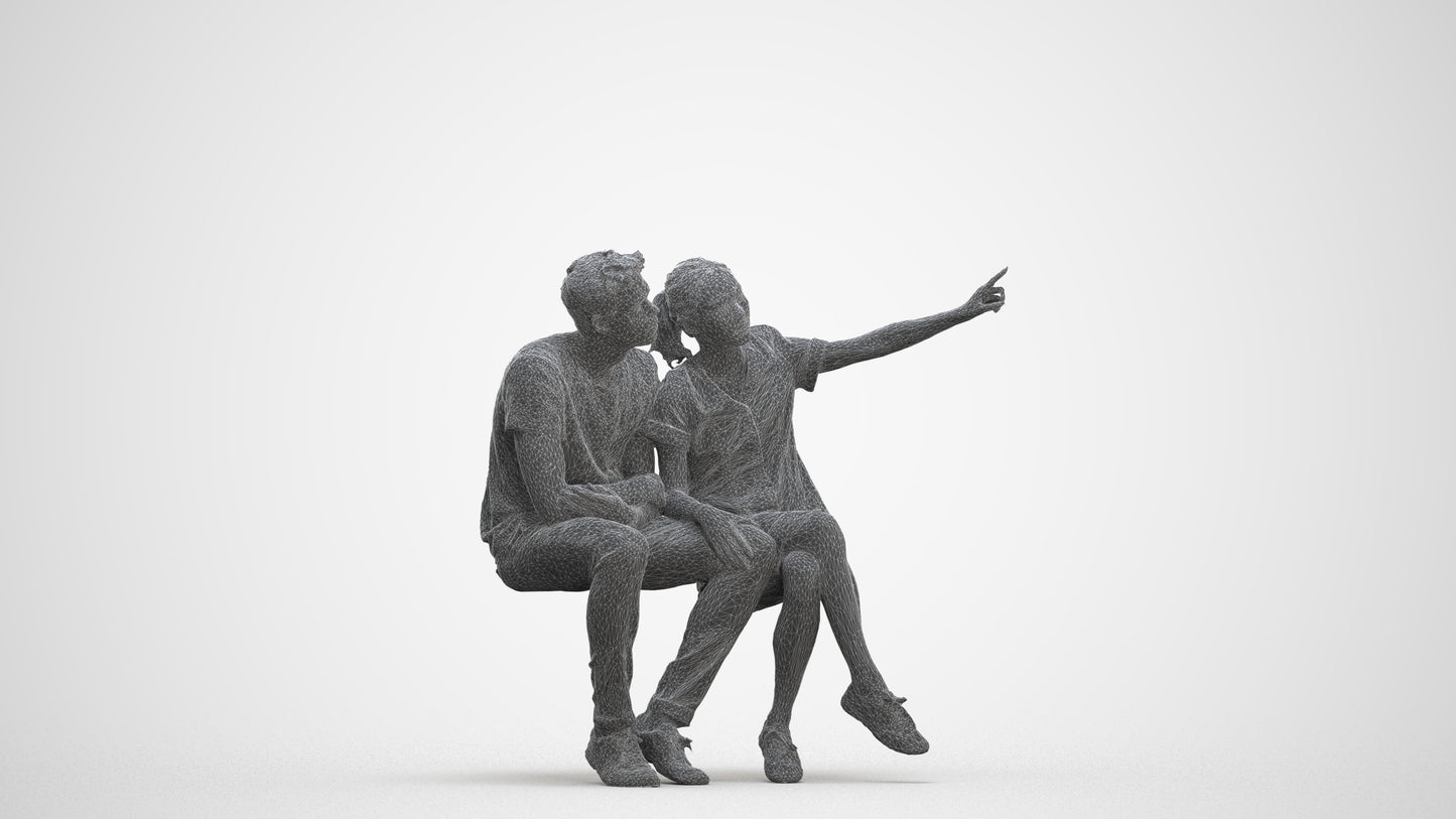 scanned 3D woman casual business, photogrammetry people for Enscape and V-Ray, three-quarter front view render
