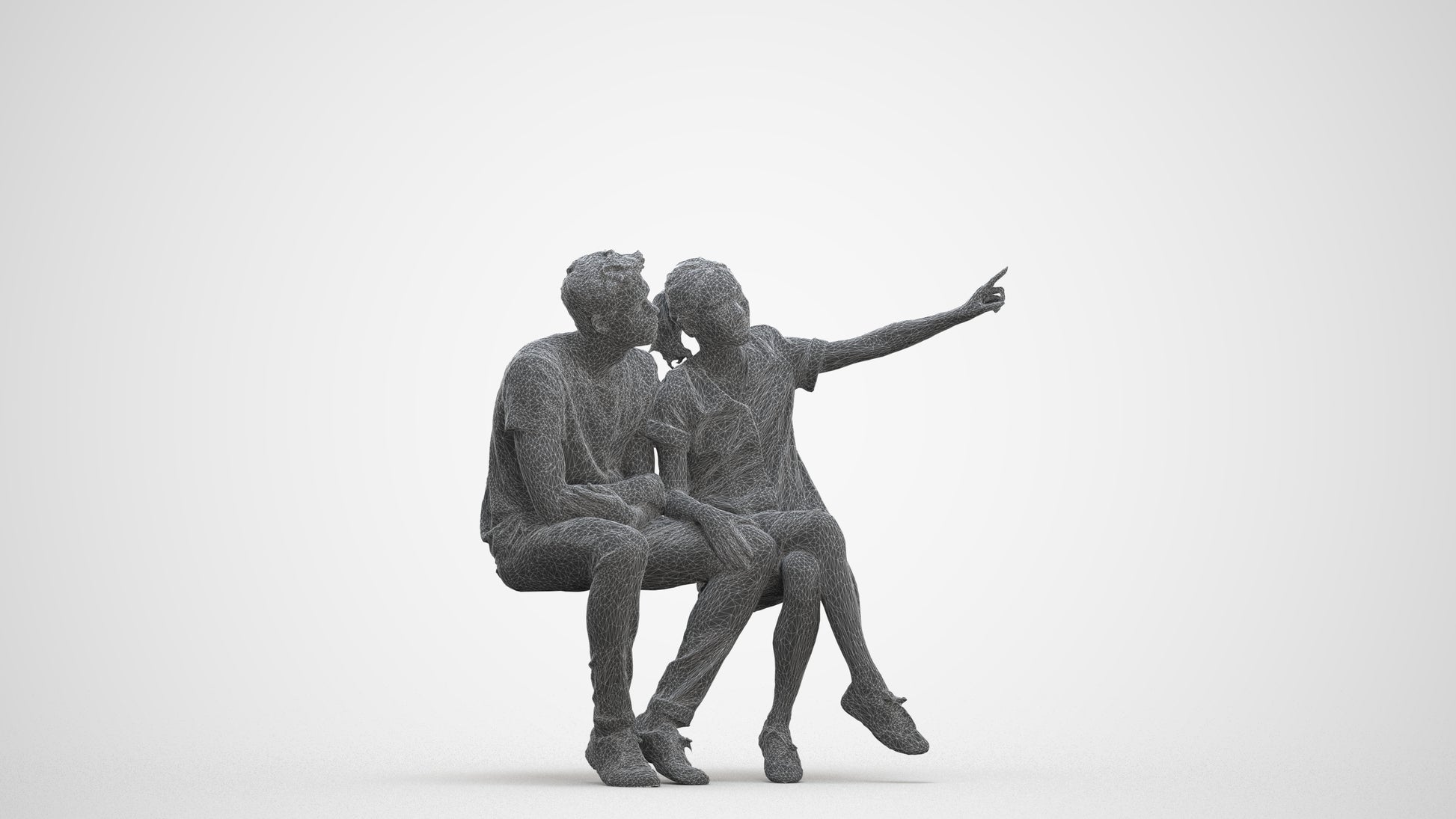 scanned 3D woman casual business, photogrammetry people for Enscape and V-Ray, three-quarter front view render