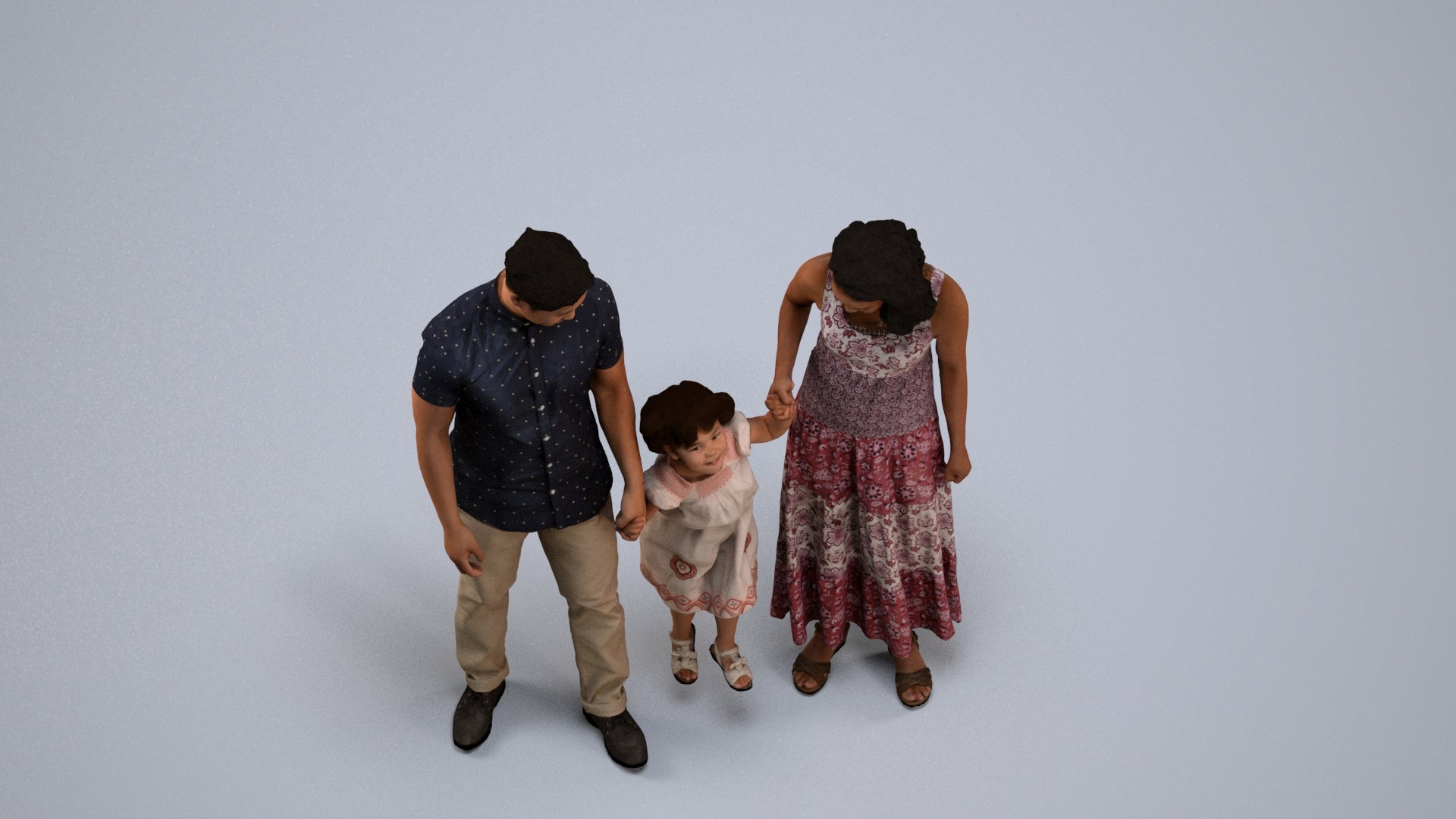 photogrammetry 3D woman casual kids, realistic human model archviz FBX, back view render