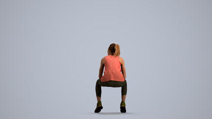3D human model woman sport, photogrammetry scanned person for archviz, front view render