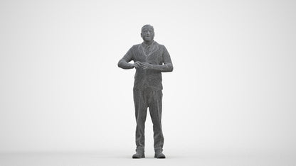 scanned 3D man business standing, photogrammetry people for Enscape and V-Ray, three-quarter front view render