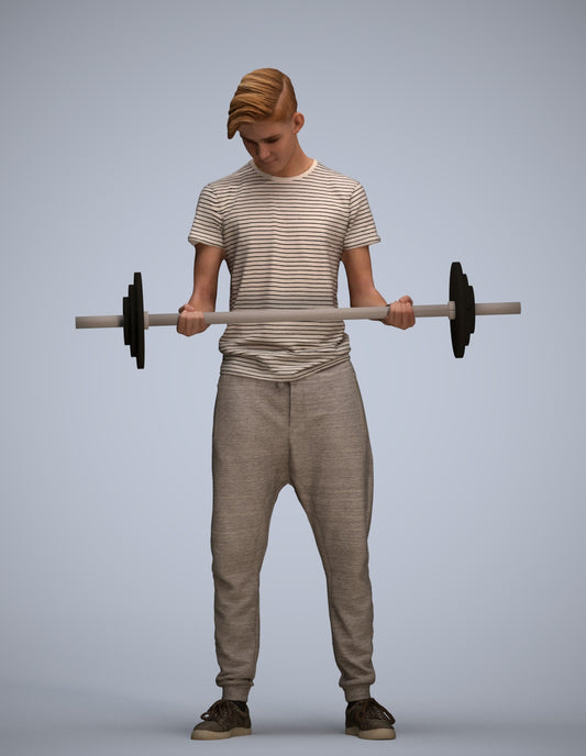 3D human model man sport, photogrammetry scanned person for archviz