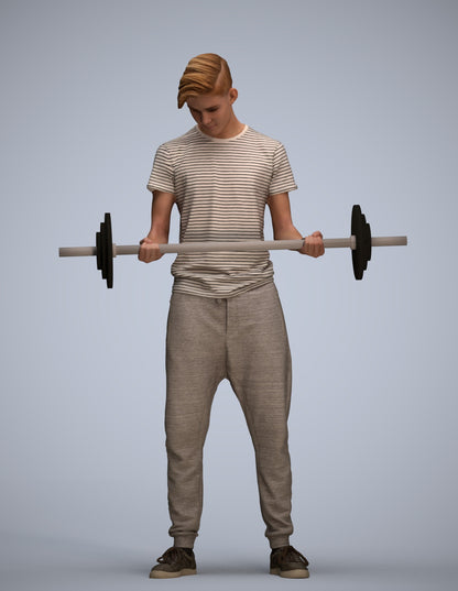3D human model man sport, photogrammetry scanned person for archviz