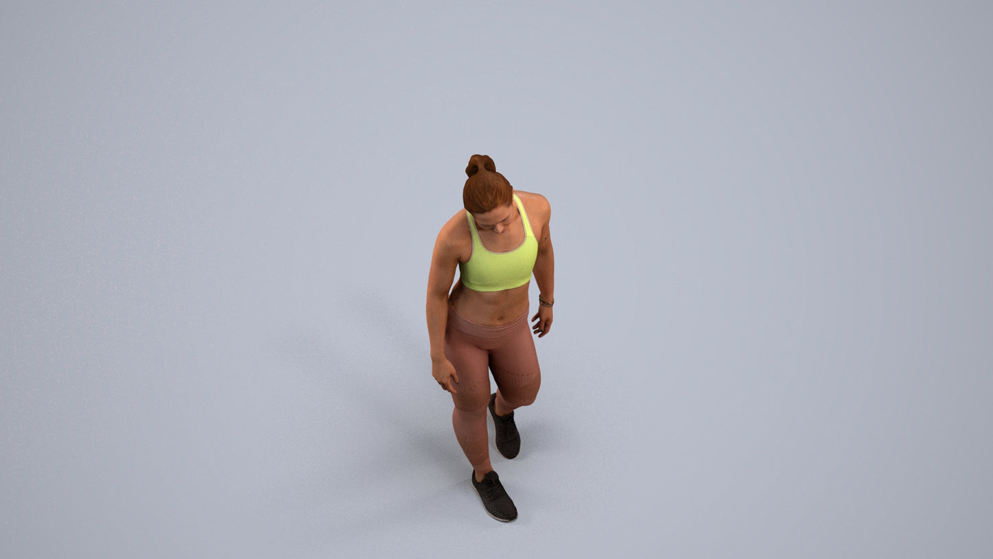 3D people model woman sport, scanned human for 3ds Max rendering, back view render