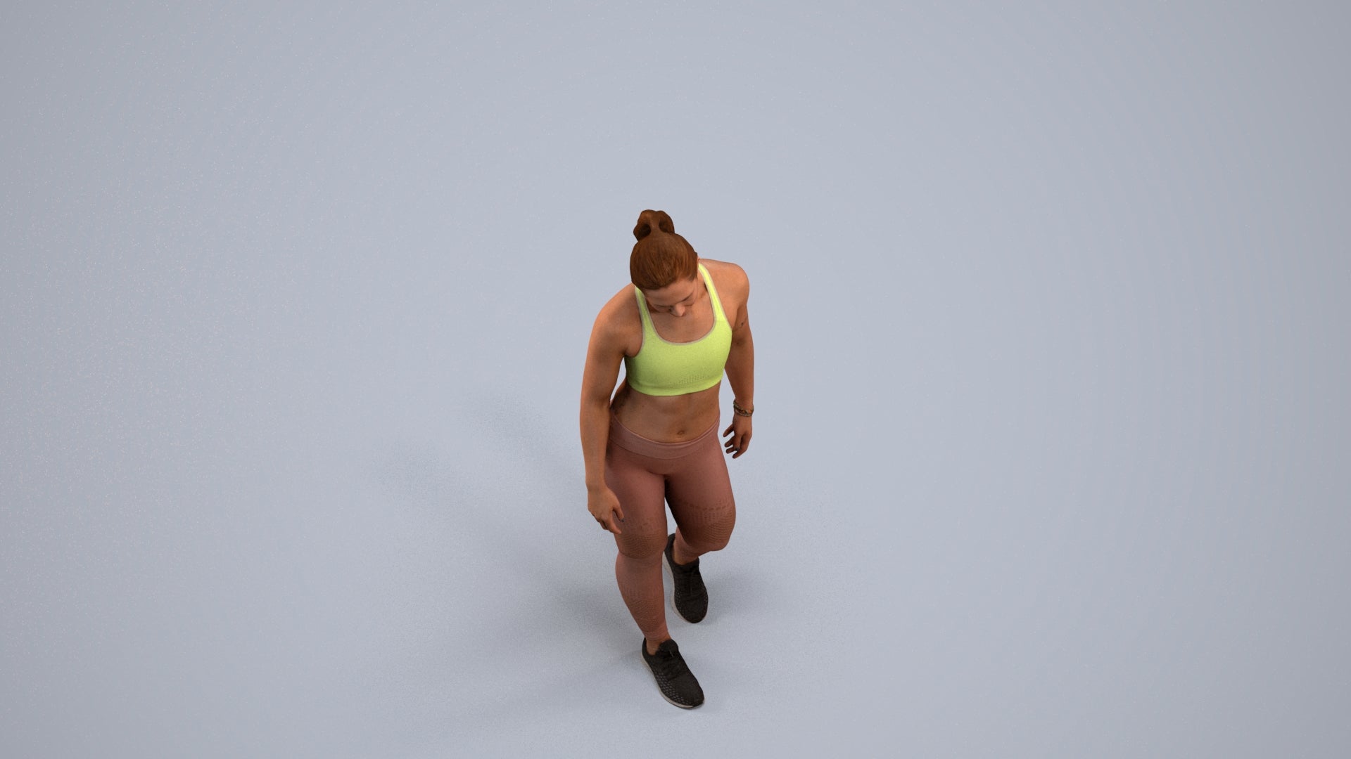 3D people model woman sport, scanned human for 3ds Max rendering, back view render