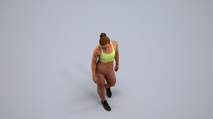 3D people model woman sport, scanned human for 3ds Max rendering, back view render