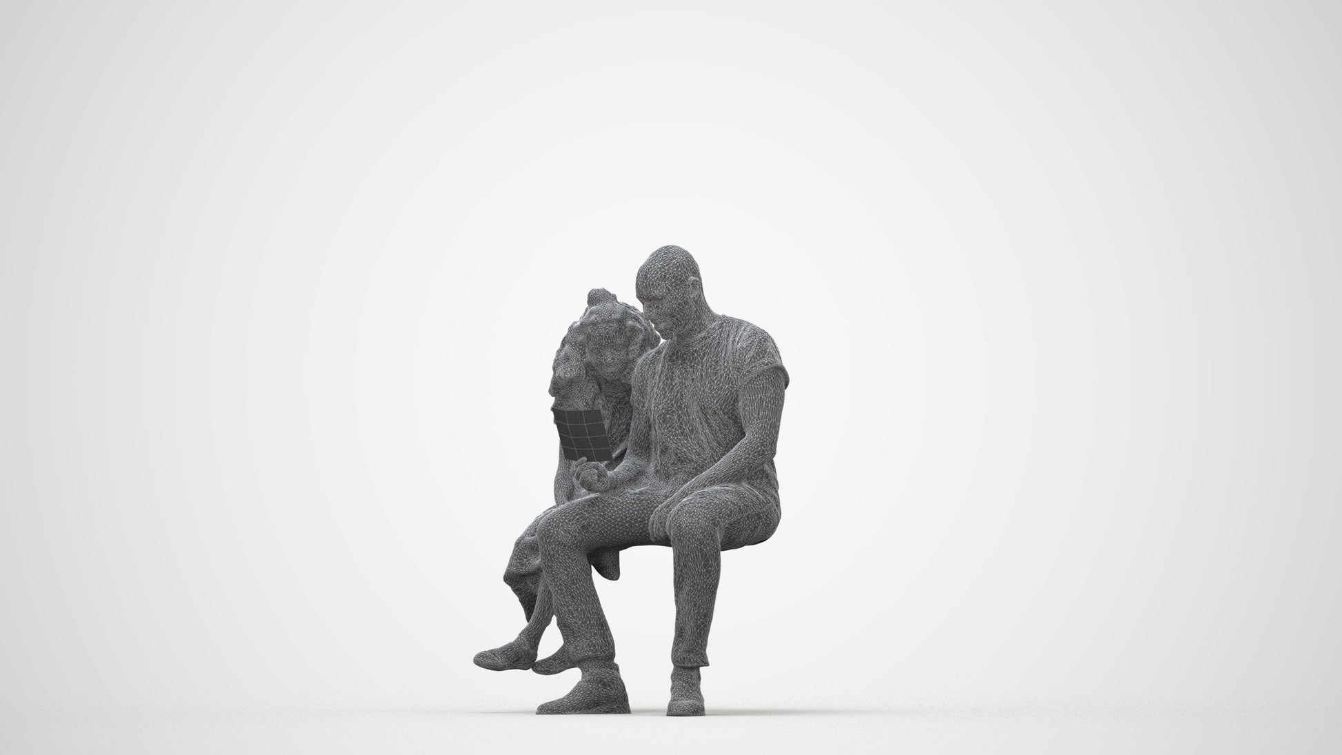 3D people model girl casual kids, scanned human for 3ds Max rendering, wireframe back view
