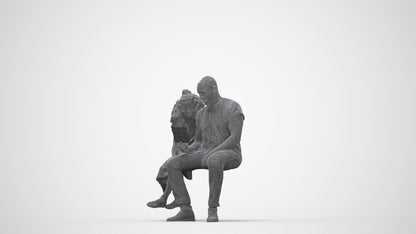 3D people model girl casual kids, scanned human for 3ds Max rendering, wireframe back view