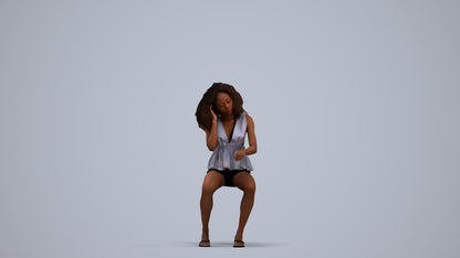 scanned 3D woman casual sitting, photogrammetry people for Enscape and V-Ray, standing pose render